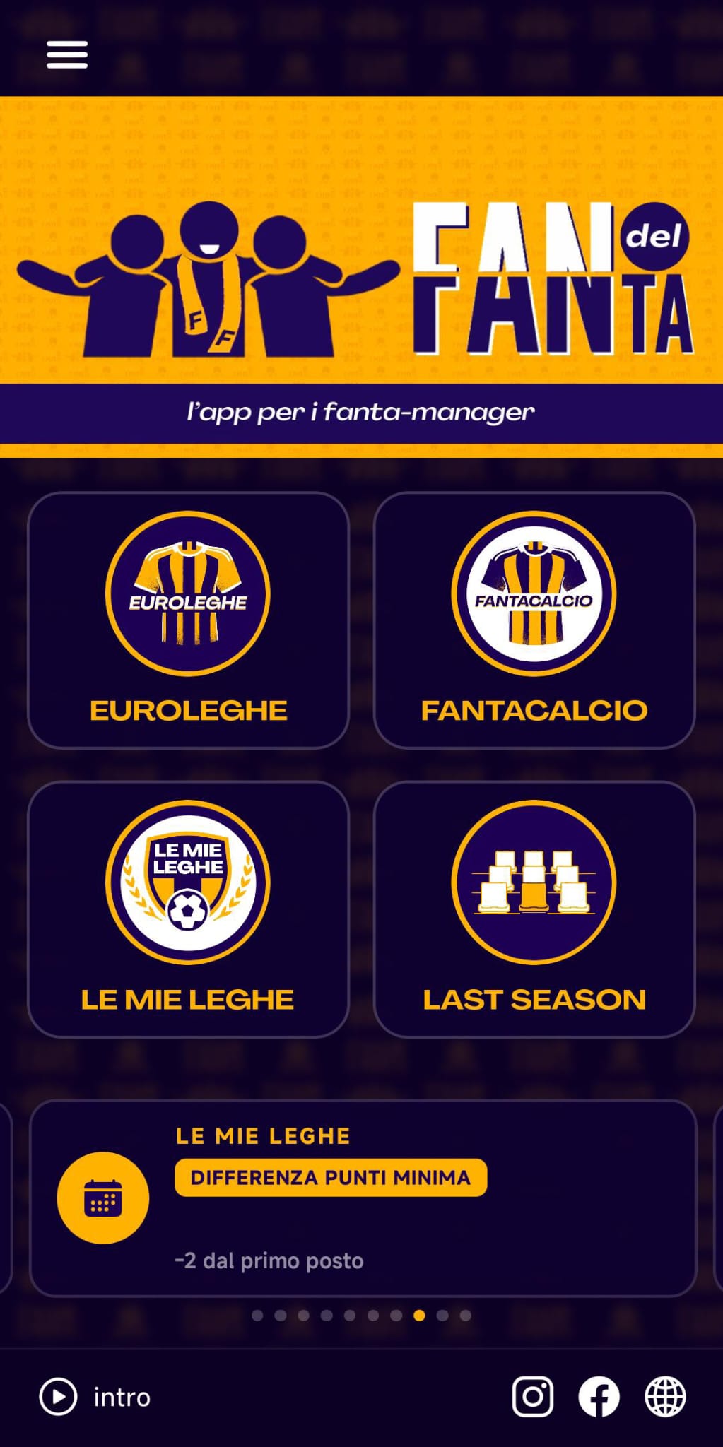Schermata principale Fan del Fanta